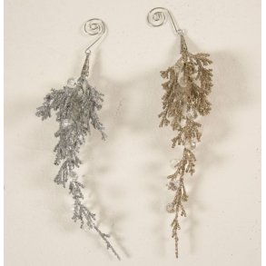 La Vida Dekorationsranke m. glitter og perler i slv eller guld str. H26 cm